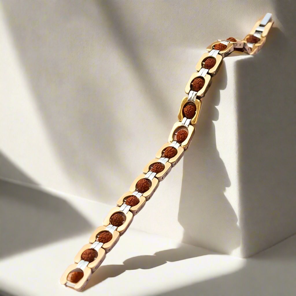 Gold Plated DuoTone Rudraksha Bracelet (Pack of 2)